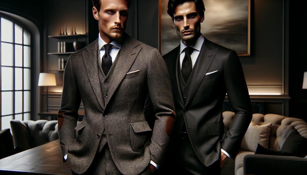 comparing tweed and suits